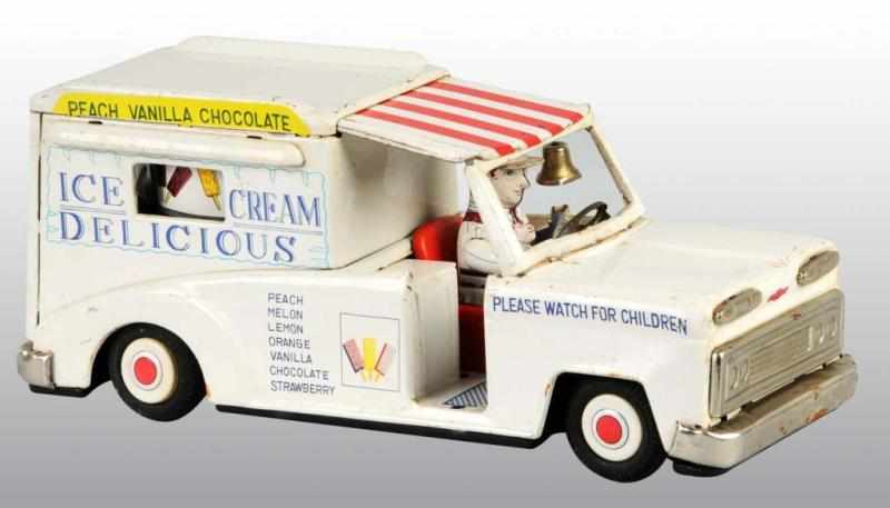 Appraisal: Tin Delicious Ice Cream Truck Friction Toy Description Japanese Working