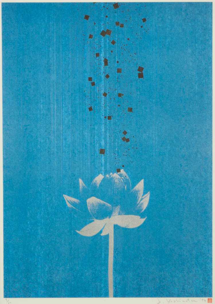 Appraisal: JUN'ICHIRO YOSHIMATSU MIXED MEDIA PRINT ON PAPER Japan born Lotus