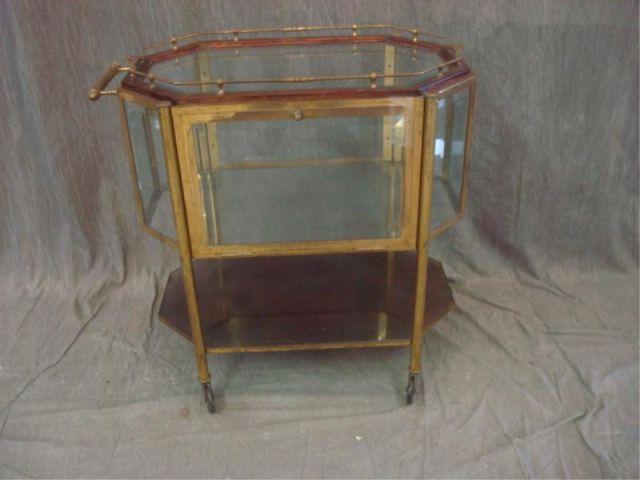 Appraisal: Midcentury Teacart with Beveled Glass and Butler's Tray From a