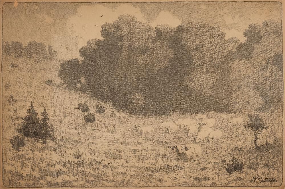 Appraisal: Untitled Pastoral Drawing by William R Leigh William R Leigh