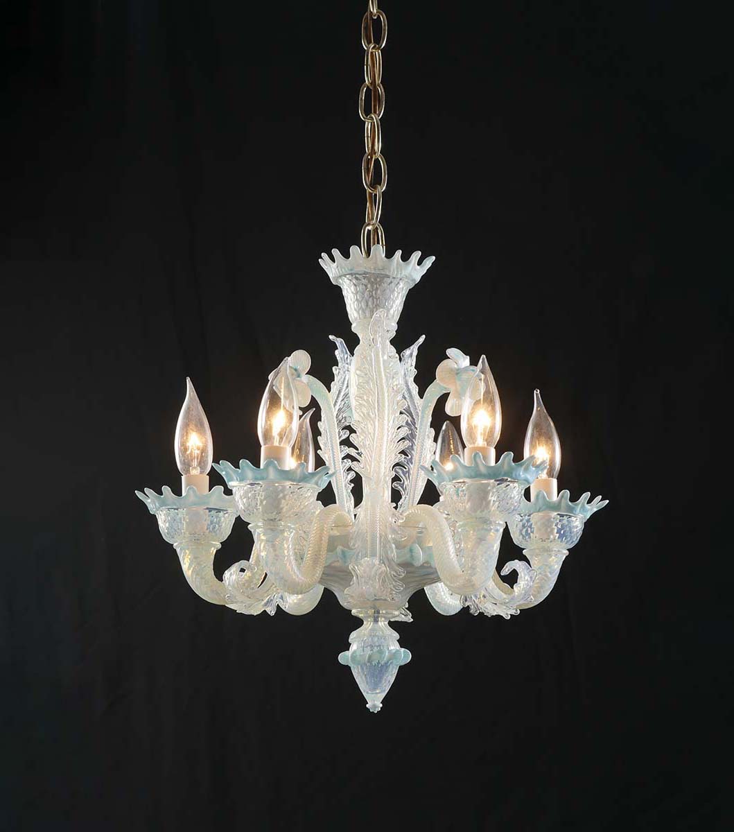 Appraisal: VENETIAN GLASS CHANDELIER - Light Venetian chandelier having scrolling arms