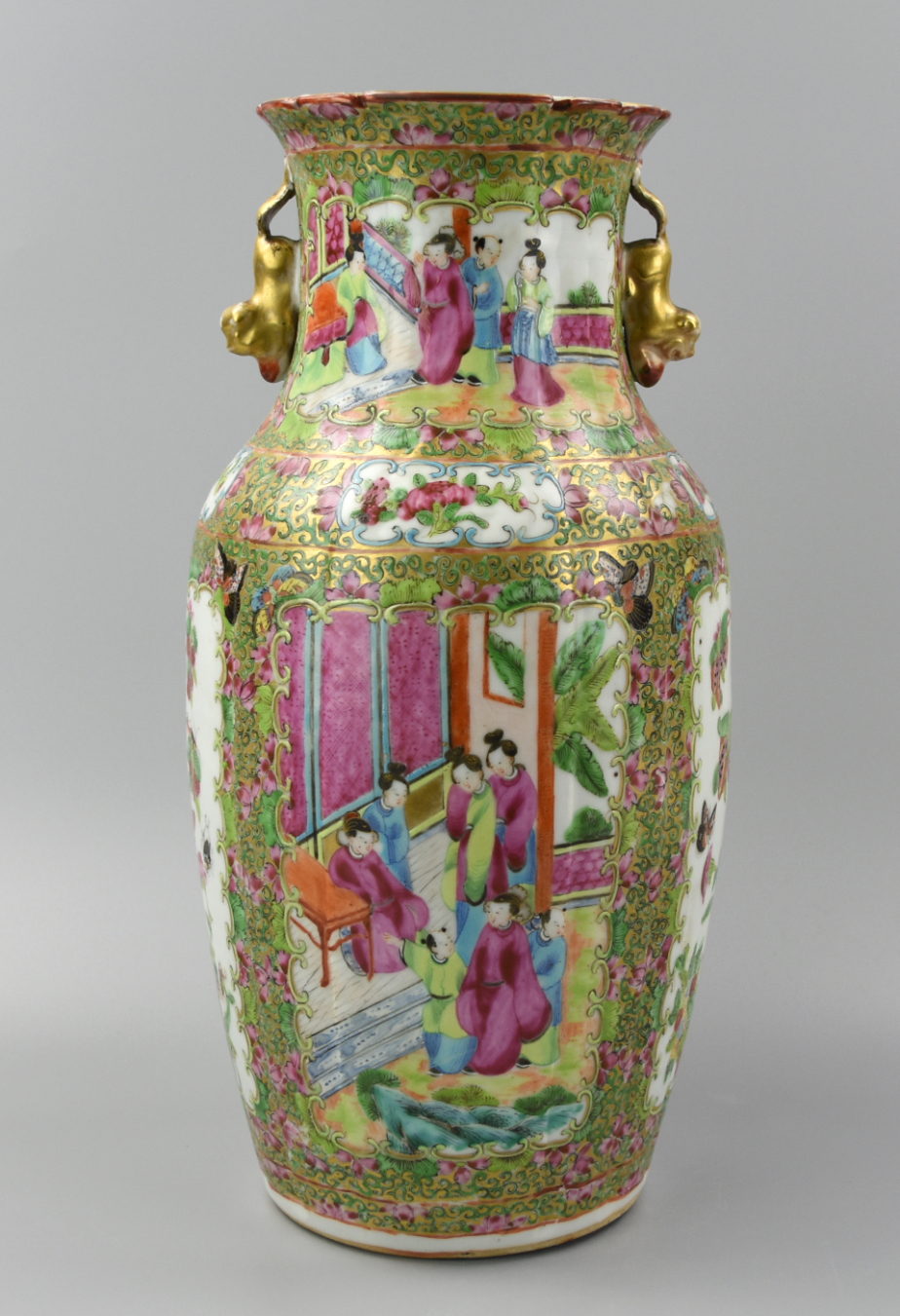 Appraisal: LARGE CHINESE CANTONESE GLAZED VASE - TH C Chinese porcelain