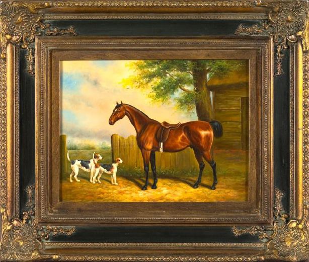 Appraisal: British School st Century Portrait of a Thoroughbred and Two