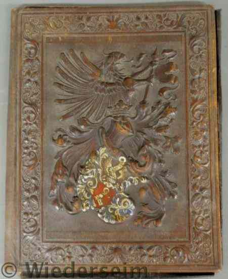 Appraisal: Leather folio embossed with the raised relief armorial crest of