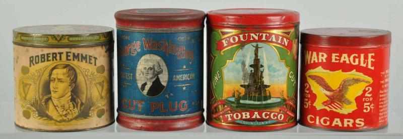 Appraisal: Lot of Round Cigar Tins Description Includes War Eagle Fountain