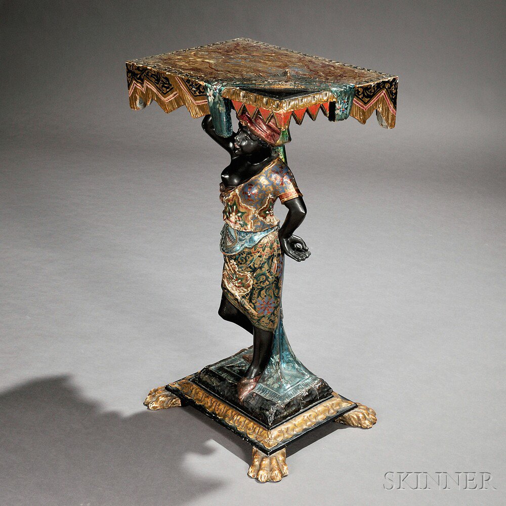 Appraisal: Venetian Polychrome Painted Blackamoor Side Table late th early th