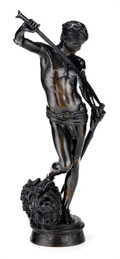 Appraisal: After Marius-Jean-Antonin Mercie French - david vainqueur Bronze dark brown