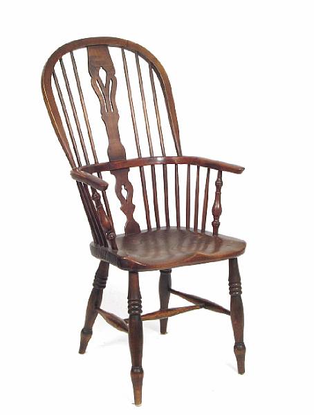 Appraisal: An early Victorian oak elm and yew Windsor armchair height