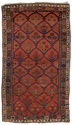 Appraisal: Kurdish rug serrated diamond lattice design on brick red field