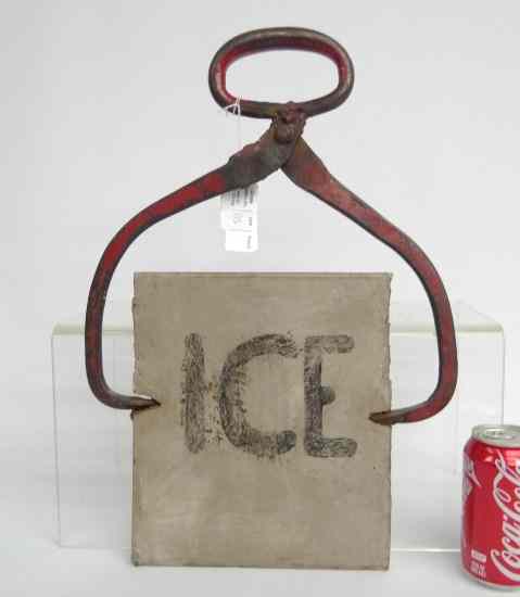 Appraisal: Early th c slate and iron ''ICE'' sign '' x