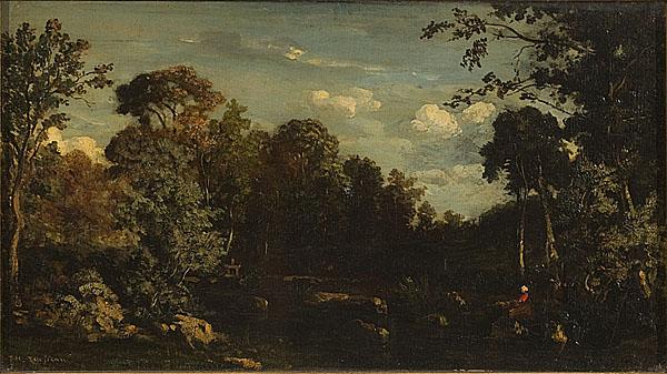 Appraisal: THEODORE ROUSSEAU FRENCH - Barbizon Landscapeoil on cradled panelsigned l