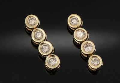 Appraisal: A Pair of Gold and Diamond Earrings k yellow gold