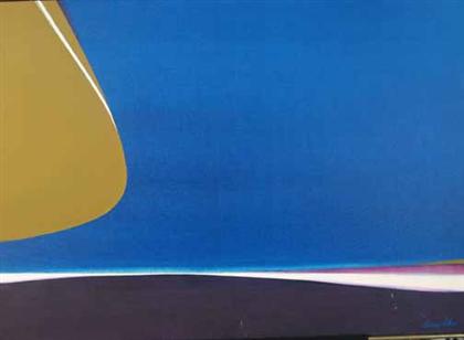 Appraisal: ELAINE LUSTIG COHEN american b ABSTRACT WITH BLUE BACKGROUND PURPLE