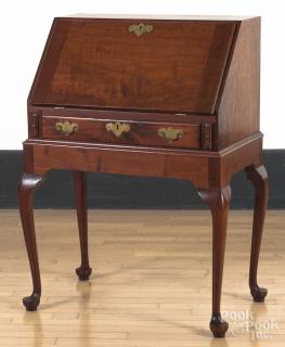 Appraisal: Bench made walnut slant front ladies desk by S Yezerski