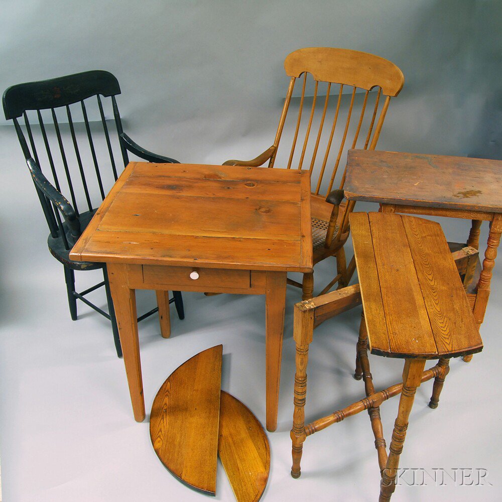 Appraisal: Group of Country Furniture a spindle back rocking chair with