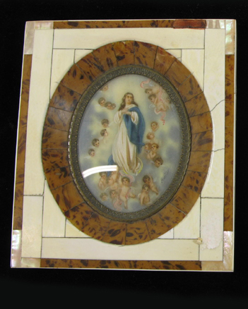 Appraisal: MINIATURE OVAL OIL PAINTING depicting Mary the Mother of God