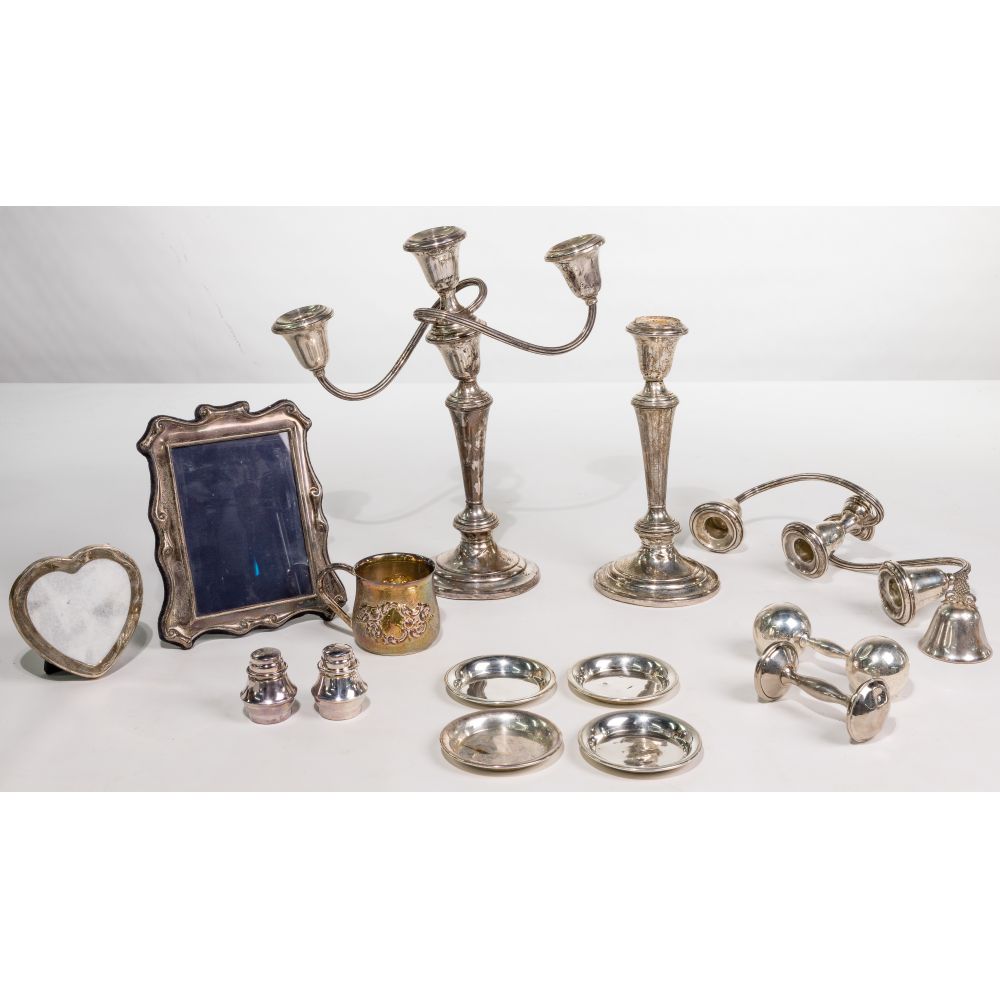 Appraisal: STERLING SILVER OBJECT ASSORTMENT items including a pair of weight