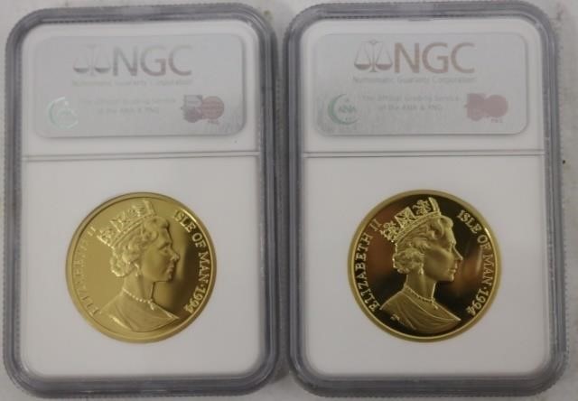 Appraisal: TWO ISLE OF MAN GOLD COINS OZ EACH PF ULTRA