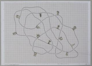 Appraisal: DAMASCENO Jose Mixed Media on Graph Paper Figures Ink and