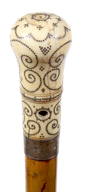 Appraisal: Ivory Pique Cane- Late th Century- A large prime example