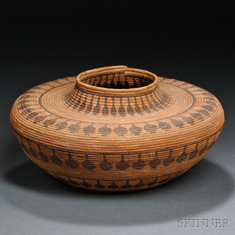 Appraisal: Yokuts Bottleneck Basketry Bowl c late th century tightly woven