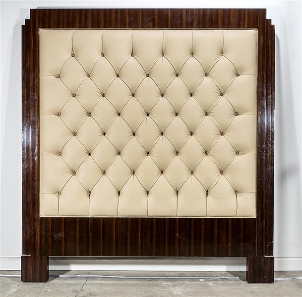 Appraisal: Large contemporary padded wooden headboard x