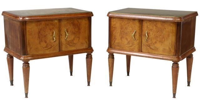 Appraisal: pair Italian mid-century modern nightstands c s reverse-painted glass top