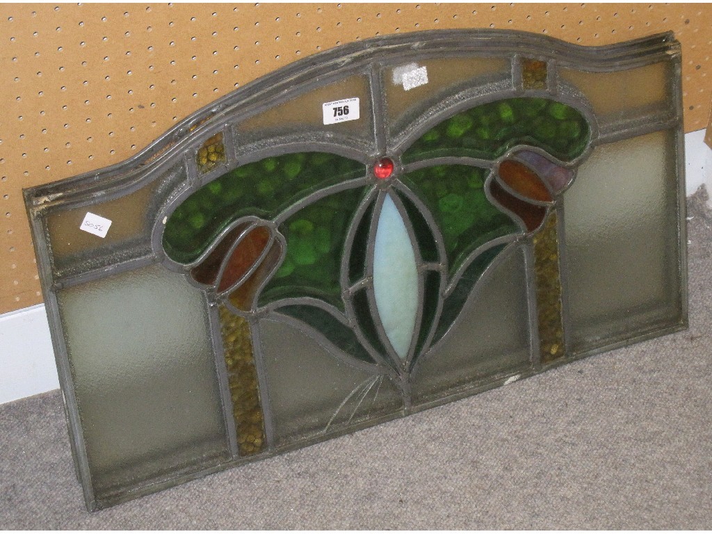 Appraisal: Set of three leaded stained glass panels