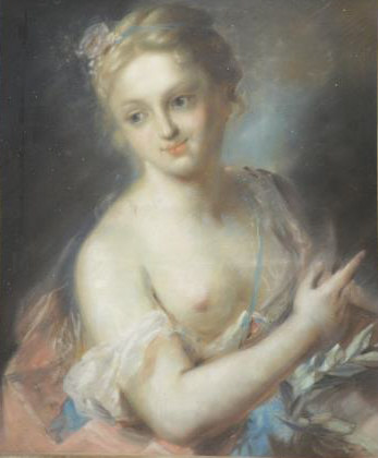 Appraisal: Unsigned th C Pastel of a Bare Breasted Beauty From