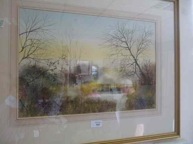 Appraisal: KEN MESSER th Century Watercolour of a river landscape x