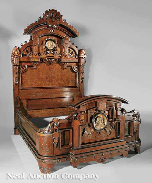 Appraisal: An Important American Renaissance Carved and Ebonized Walnut Bedroom Suite