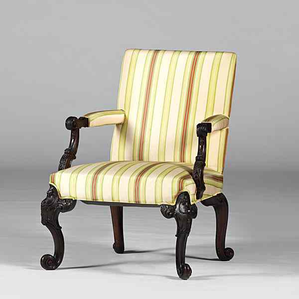 Appraisal: George II-Style Library Armchair English th century A finely carved