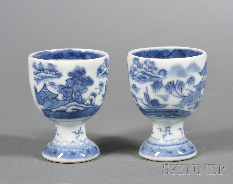 Appraisal: Two Canton Porcelain Egg Cups China th century ht in