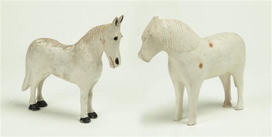 Appraisal: TWO FOLK ART HORSES American st half- th century softwood