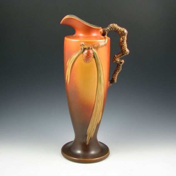 Appraisal: Tall Roseville brown Pine Cone ewer Marked Roseville - The