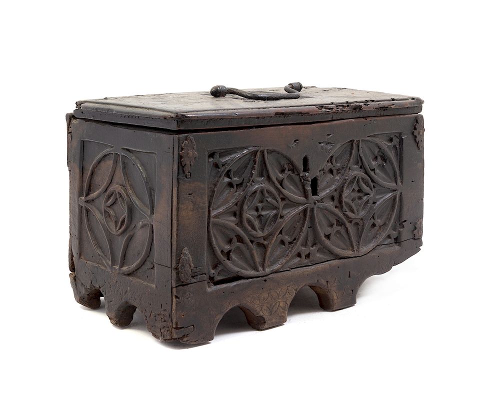 Appraisal: A Gothic Carved Oak Casket A Gothic Carved Oak Casket