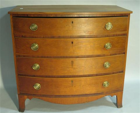 Appraisal: FEDERAL CHERRY BOW FRONT CHEST OF DRAWERS Circa the shaped