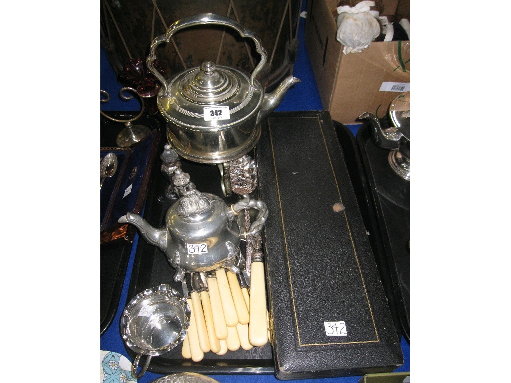 Appraisal: Tray lot of EP and silver - silver condiments EP