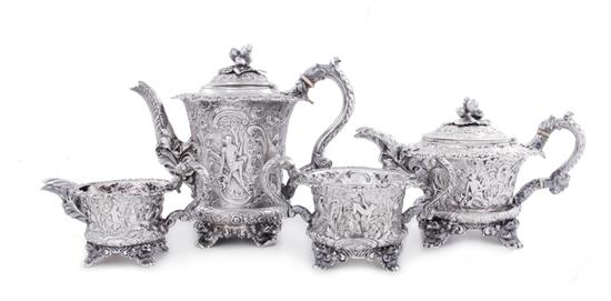 Appraisal: English sterling tea and coffee service London - fanciful monkey