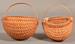 Appraisal: Two Pennsylvania Woven Splint Oak Wall Baskets - and h