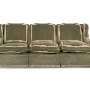 Appraisal: A Custom Velvet Upholstered Three-Seat Sofa th Century Height x