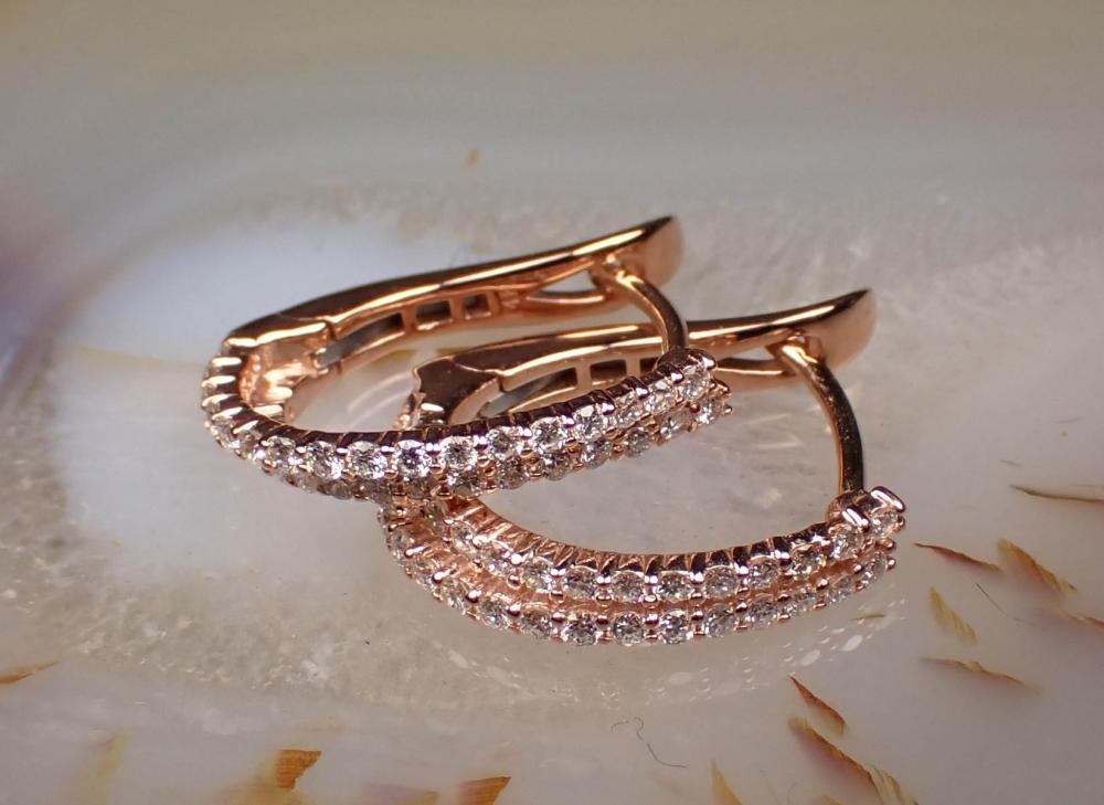 Appraisal: PAIR OF DIAMOND AND ROSE GOLD EARRINGS each k rose