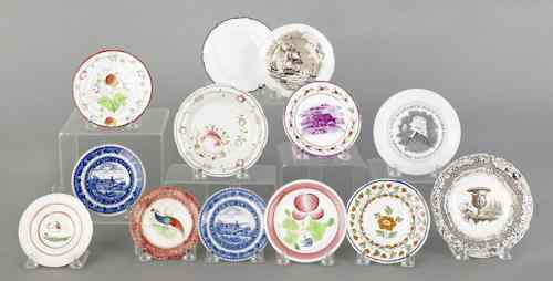 Appraisal: Thirteen Staffordshire cup plates ca to include spatter Adams rose