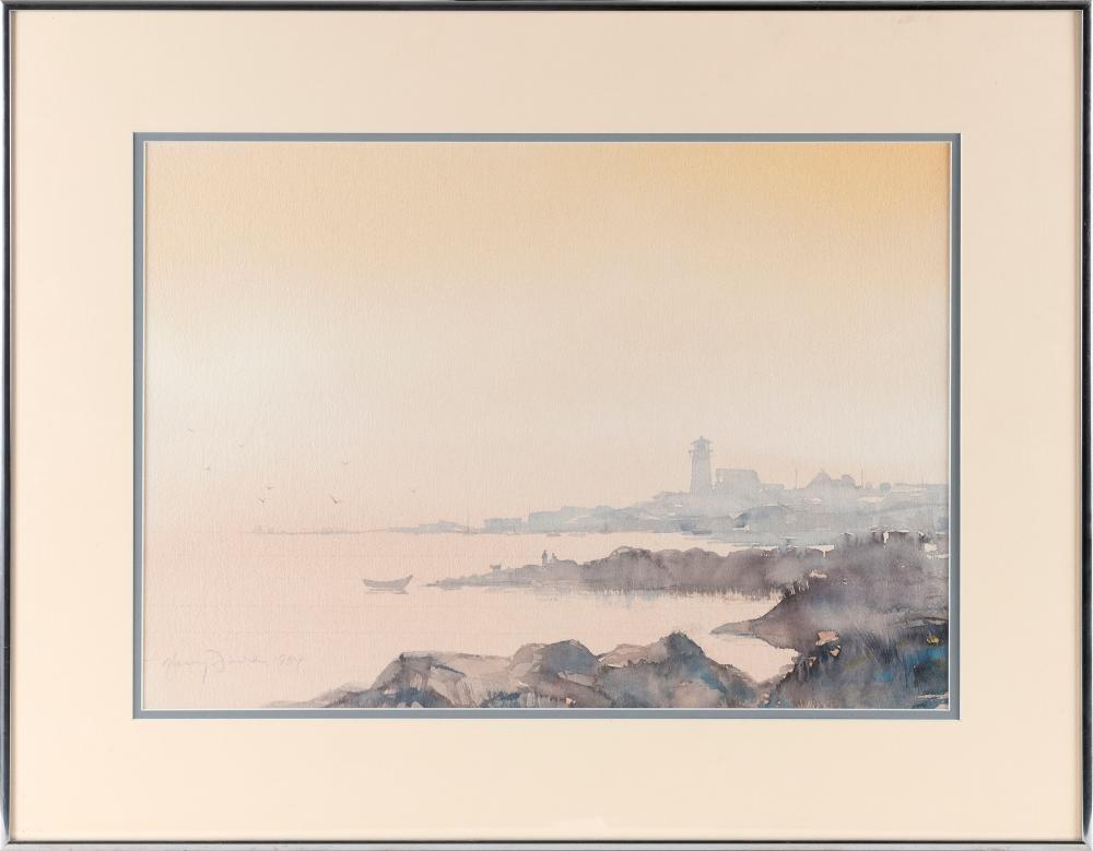 Appraisal: HARVEY JOHN DODD MASSACHUSETTS - COASTLINE WITH DISTANT LIGHTHOUSE WATERCOLOR