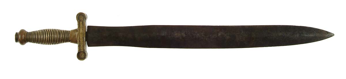 Appraisal: CONFEDERATE ARTILLERY SHORT SWORD - un-fullered blade brass hilt with