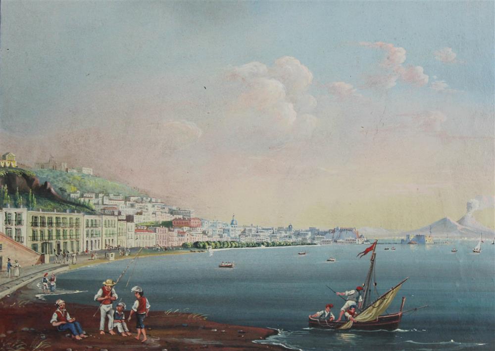 Appraisal: ITALIAN SCHOOL TH CENTURY BAY OF NAPLES WITH VESUVIUS IN