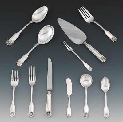 Appraisal: A Sterling Silver Flatware Service for Eight Fiddle Shell by