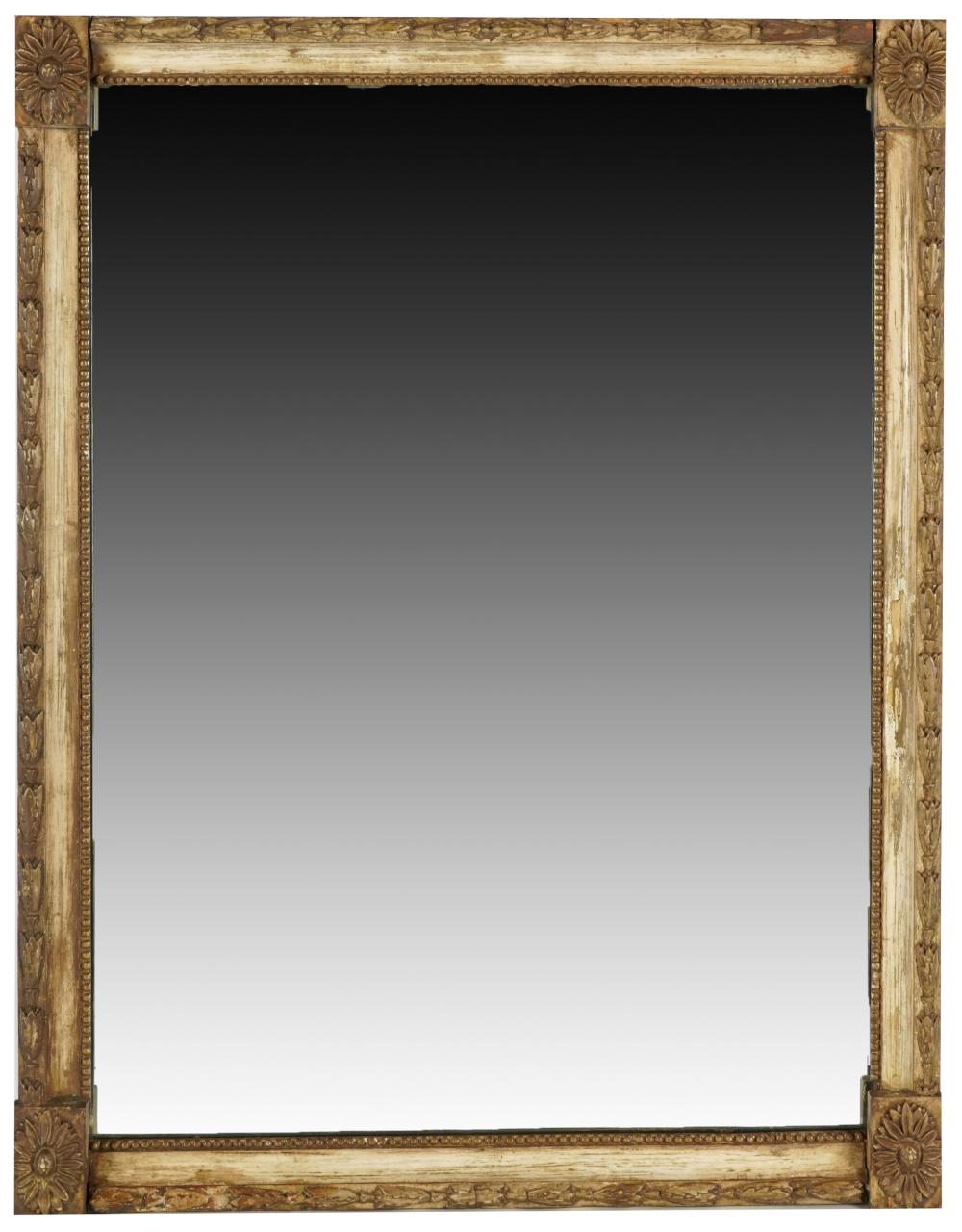 Appraisal: NEOCLASSICAL-STYLE CARVED WOOD WALL MIRRORwith flat mirror plate Condition traces