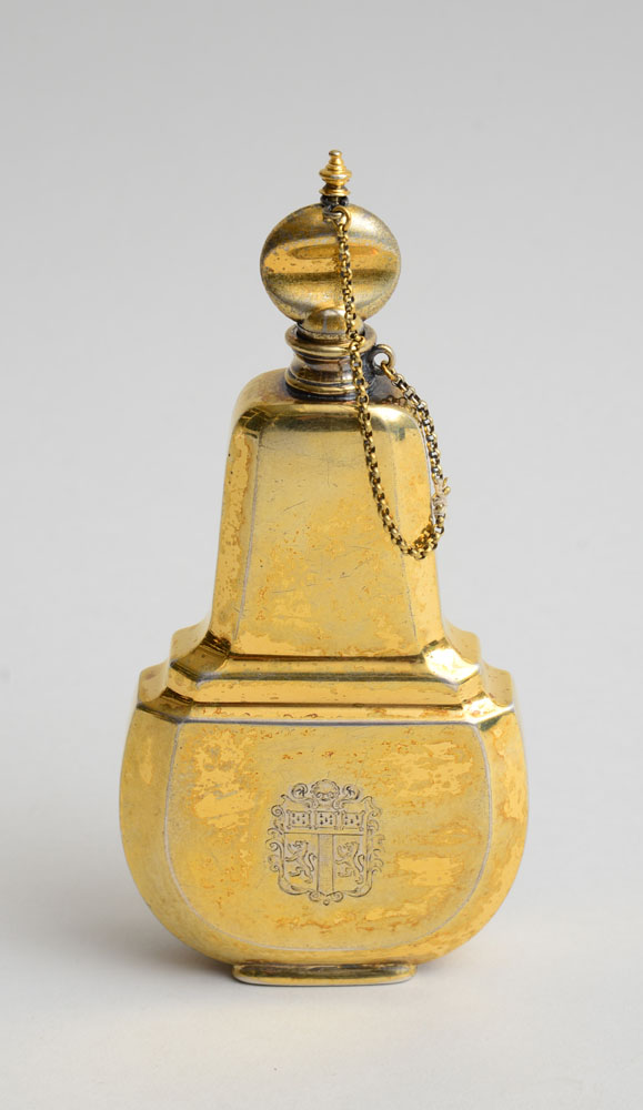 Appraisal: ENGLISH GILT-METAL FLASK IN THE QUEEN ANNE STYLE RETAILED BY