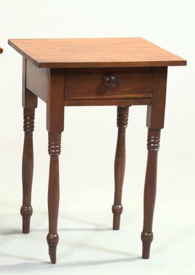 Appraisal: American Cherry and Mixed Woods Single Drawer Work Table in